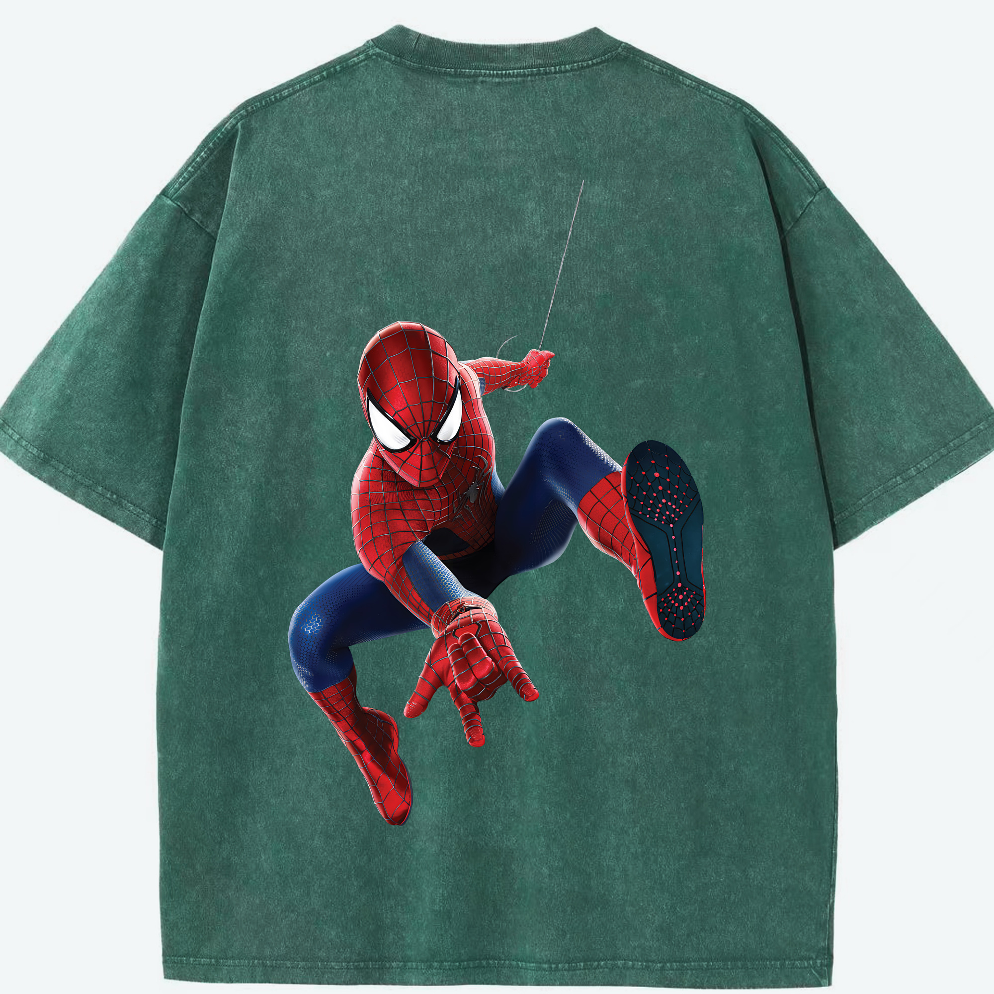 （画像用） Spider Man スパイダーマン 綿100% ヴィンテージ風 半袖Tシャツ（背面プリント）
